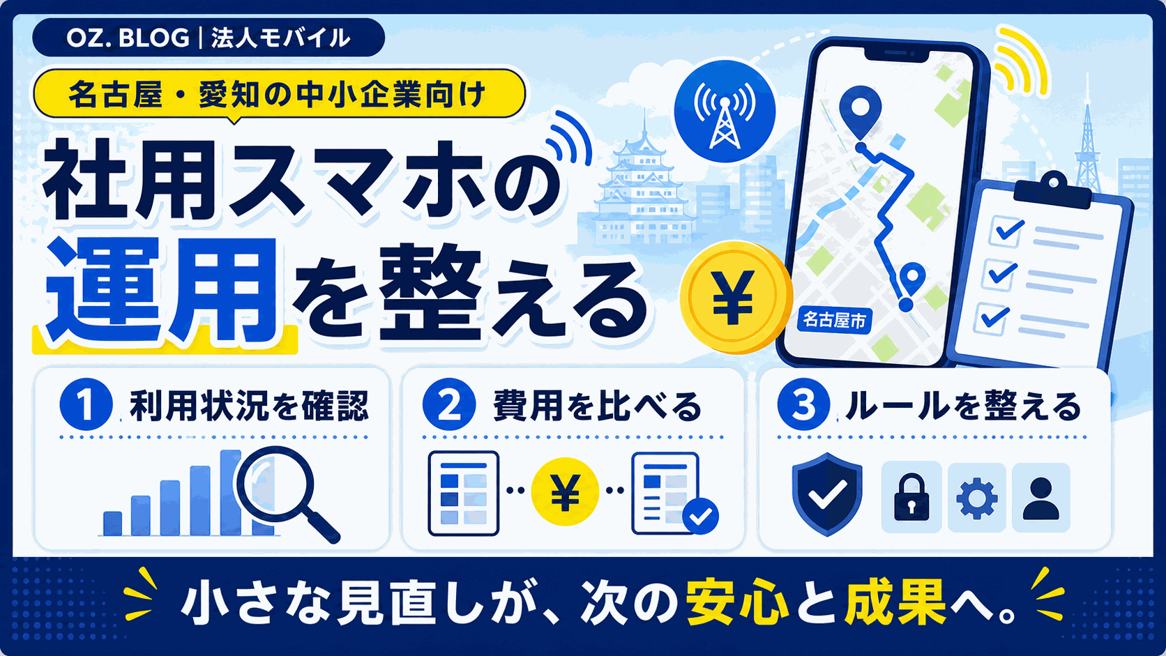名古屋の配送・営業現場から「今どこ？」をなくす｜法人スマホ×動態管理の図解