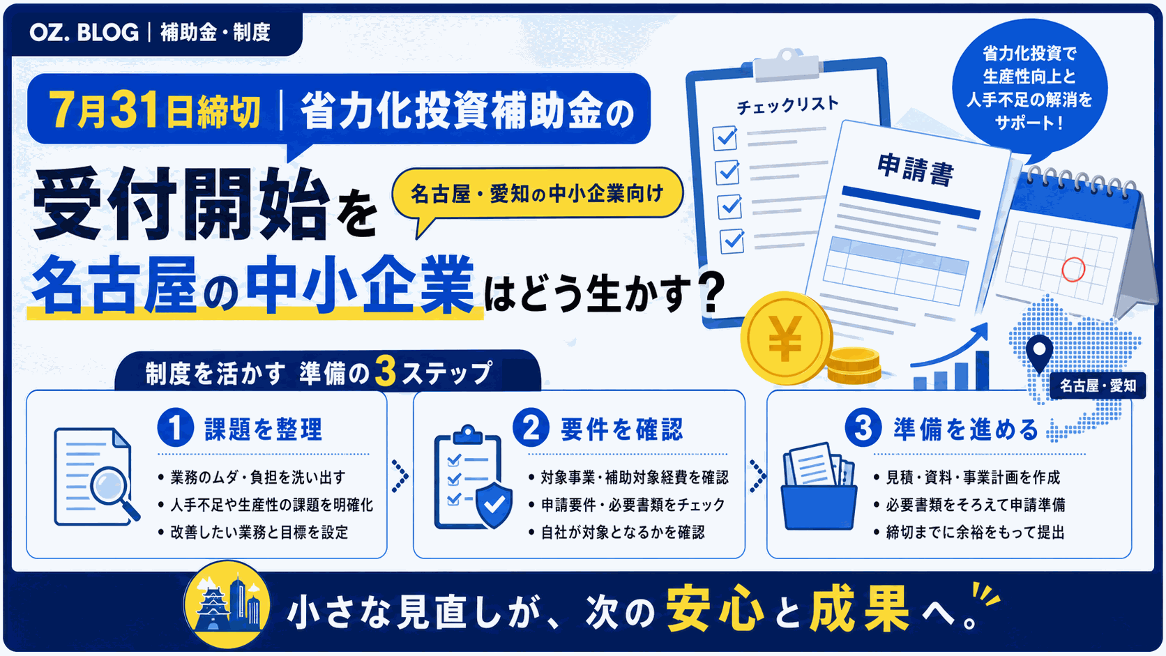 7月31日締切｜省力化投資補助金の受付開始を名古屋の中小企業はどう生かす？の図解
