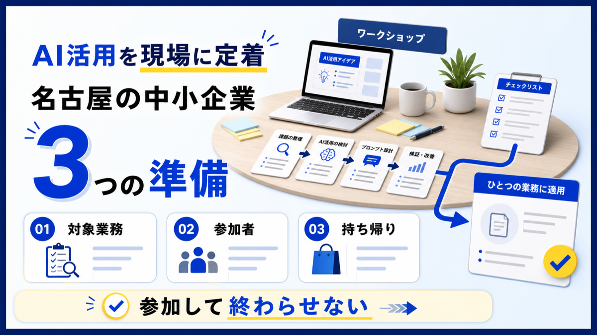 名古屋の中小企業がAI活用を現場に定着させる3つの準備の図解